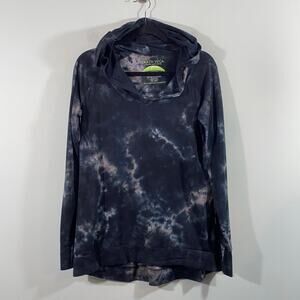 Earth Yoga Women Black & Blue Tie Dyed Organic Cotton Hoodie Size M